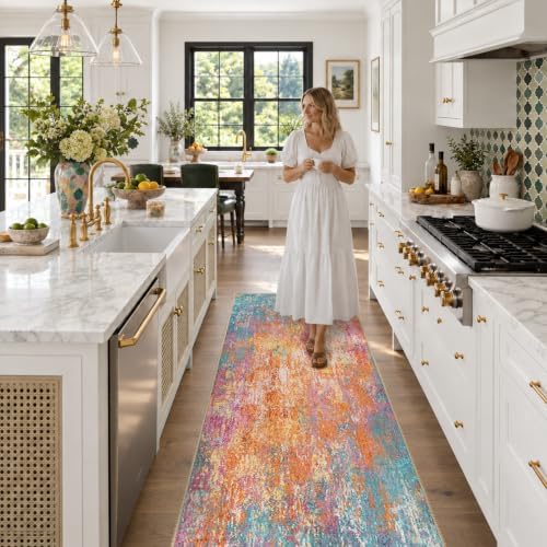 RELEANY Washable Runner 2'x6' Abstract Area Rug for Hallway Starlight