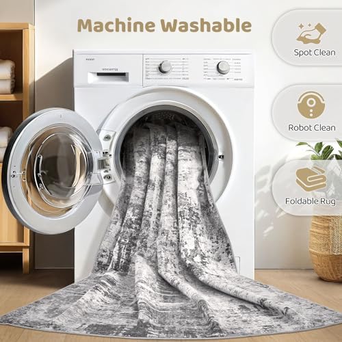LOONGRUG 10x13 Area Rug Washable Large Neutral Modern Living Room Rug