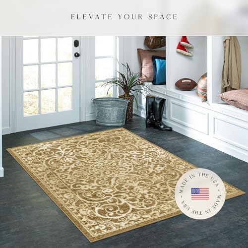 Maples Rugs Pelham Vintage Medallion Area Rugs, 3'4 x 5', Khaki