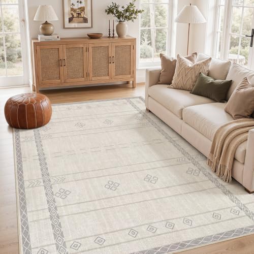 cotiled 6x9 Area Rugs for Living Room: Boho Washable Rug for Dining Room