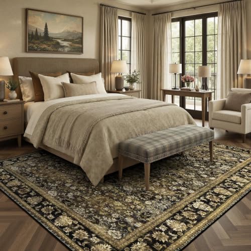 9x12 Area Rug for Living Room, Non-Slip Washable Large Carpet, Mocha Brown