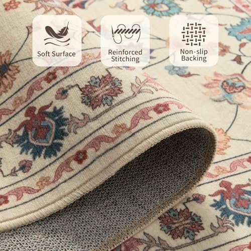 Rugxara 3x5 Entryway Rug,Pink Washable Area Rug