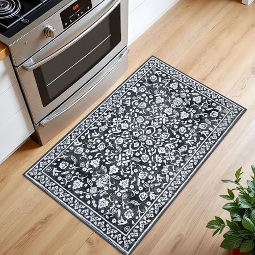 Vintage Washable Entryway Rug 2x3 Small Area Rug Non Slip Door Mat