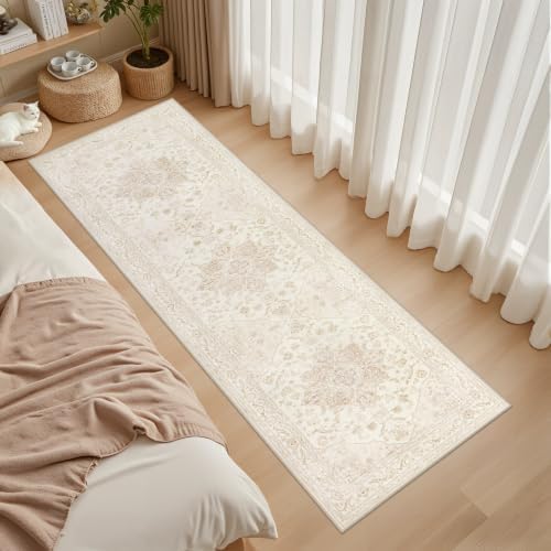 3x10 Hallway Washable Runner Rug: Kitchen Carpet Beige White