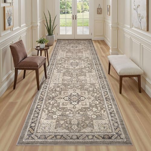 cotiled 3x10 Hallway Runner Rug for Entryway, Non-Slip Vintage, Brown