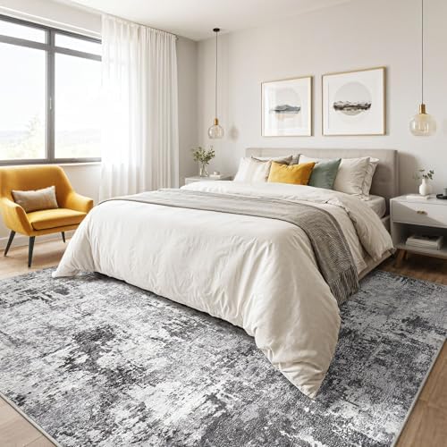 LOONGRUG 10x13 Area Rug Washable Large Neutral Modern Living Room Rug