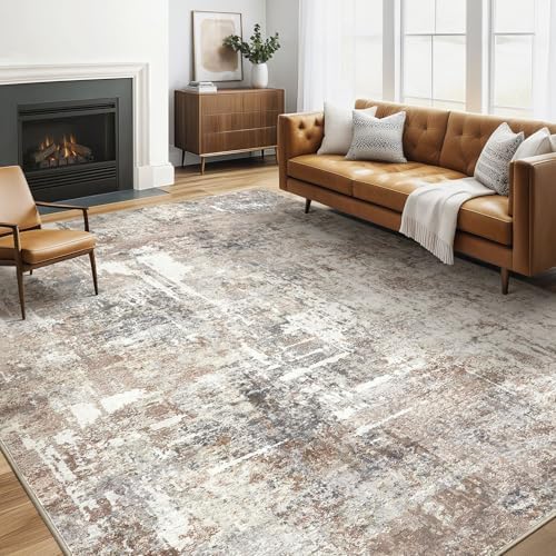 LOONGRUG Area Rug 5x7 Washable Neutral Modern Living Room Rugs Brown