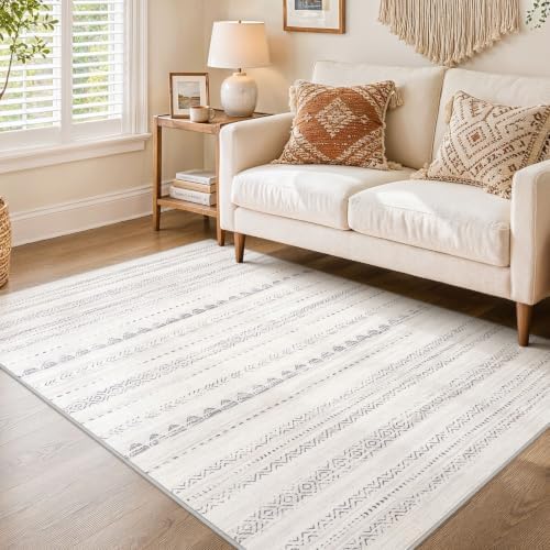 Nakagishi Boho 4x6 Area Rug Living Room Rugs Machine Washable Gray
