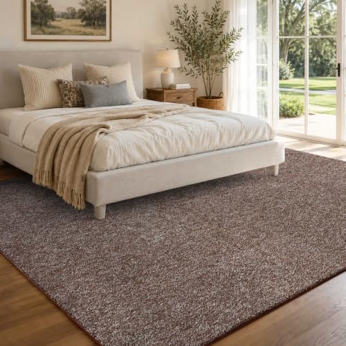 5x7 Brown/White Area Rug Non-Slip Washable Soft for Living Room Bedroom