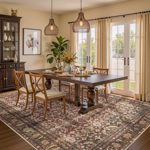 Rugxara Red 8x10 Area Rugs for Living Room Bedroom Large Washable Rug