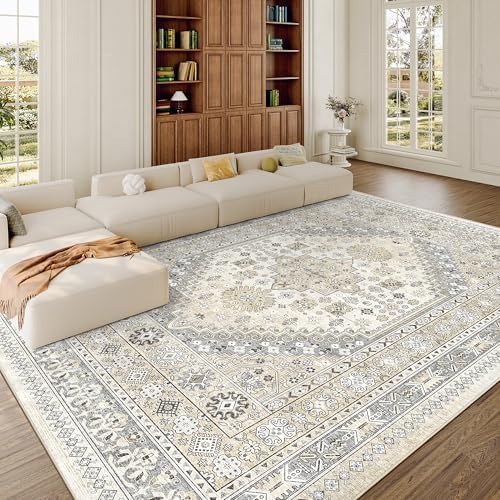 zesthome 8x10 Area Rugs for Living Room,Large Washable Rug,Beige