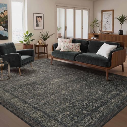 Rugxara 6x9 Washable Area Rug for Living Room, Moss Brown