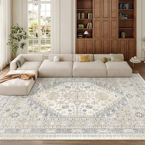 zesthome 8x10 Area Rugs for Living Room,Large Washable Rug,Beige