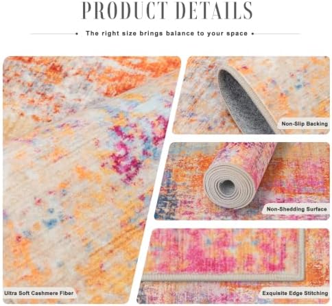 Area Rug Living Room: 4x6 Modern Washable Soft Carpet Galaxy Haze