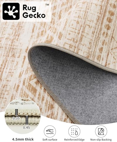 Miukiki 2x10 Runner Rug for Living Room Washable Non Slip Hallway Rug Beige