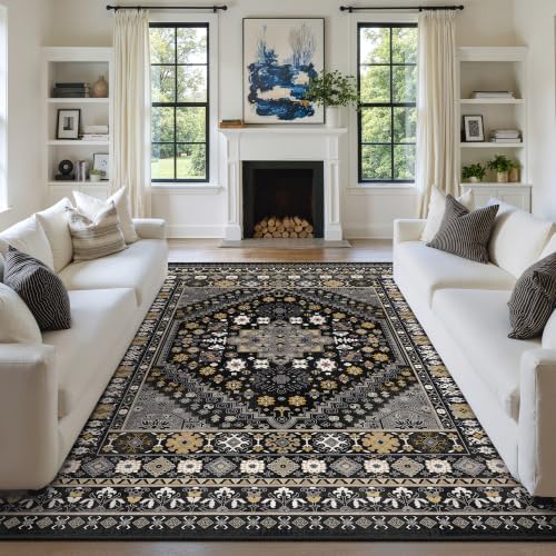zesthome 8x10 Area Rugs for Living Room,Large Washable Rug,Black