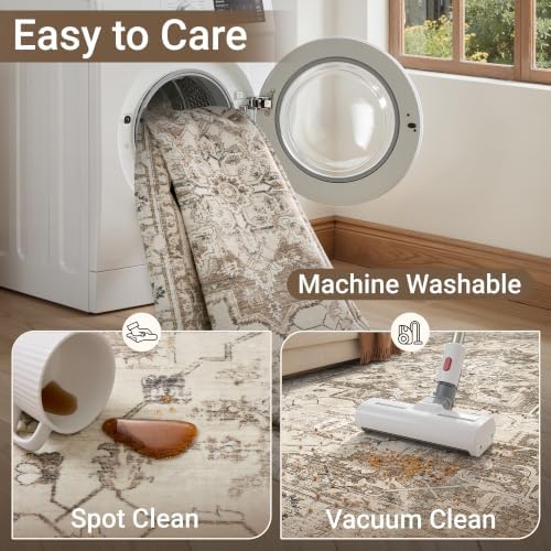 befbee Washable 5x7 Area Rug Non Slip Stain Resistant Rug for Living Room