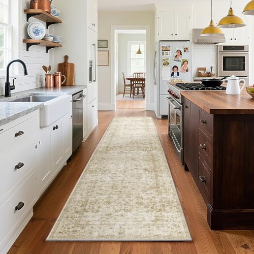 Washable Kitchen Rug Runners for Hallways: 2'x10' Bedroom Runner Rug Non Slip Low-Pile Stain Resistant Soft Carpet Runner for Indoor Entryway Hallways Kitchen Laundry Room Beside Farmhouse
