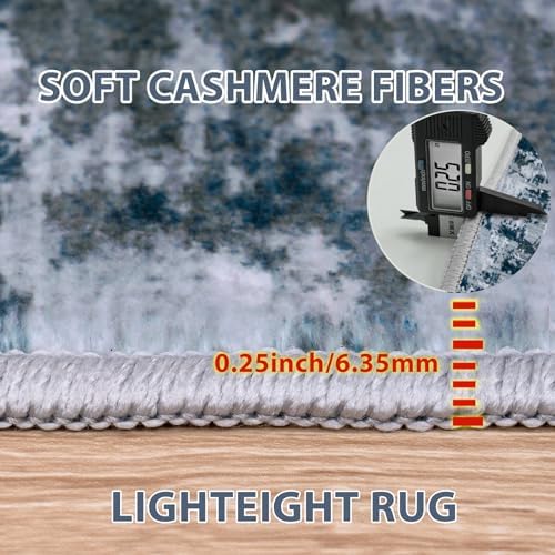 9x12 Area Rugs for Living Room Washable Bedroom Dining Room Navy Grey
