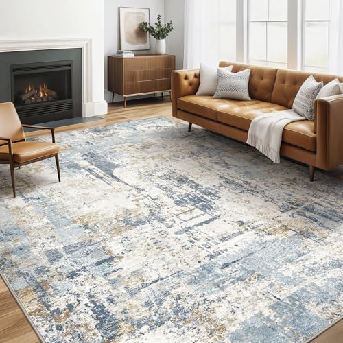 LOONGRUG Area Rug 5x7 Washable Neutral Modern Living Room Rugs Blue