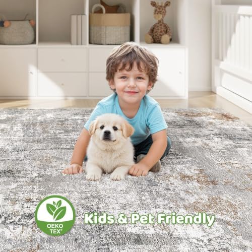 LOONGRUG 10x14 Area Rugs Washable Large Neutral Modern Living Room Rug