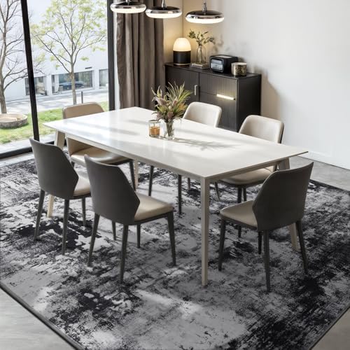 Rugflix 6x9 Area Rugs for Living Room, Washable Black Grey Dark Large Rug