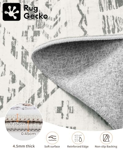 Miukiki 6x9 Area Rug Washable Non Slip Rug for Living Room Grey