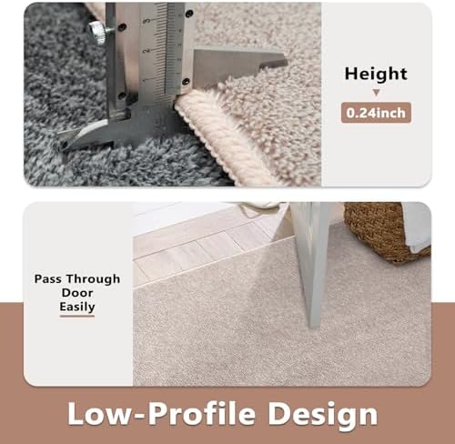 2x6 Oatmeal/White Runner Rug Non-Slip Washable for Hallway Kitchen Bedroom