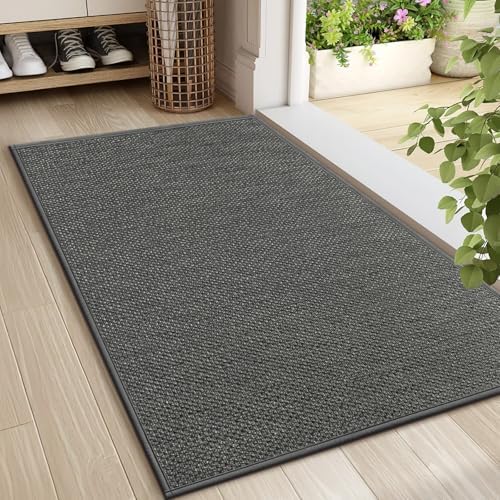 LEKEEPGO Door Mat 24"x36", Non Slip Washable Indoor Door Mat, Grey