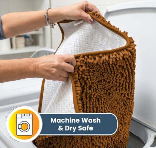 Muddy Mat® | Super Water Absorbent Door Mat Indoor, Microfiber Quick Dry Chenille Entryway Rug, Slip Resistant Front Door Mat, Indoor Mats for Entryway, Machine Washable Pet Rug, Amber 48" x 72"