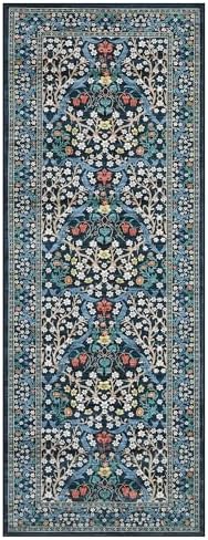 GarveeHome Blue Floral 2.5x8 Washable Kitchen Runner Rug