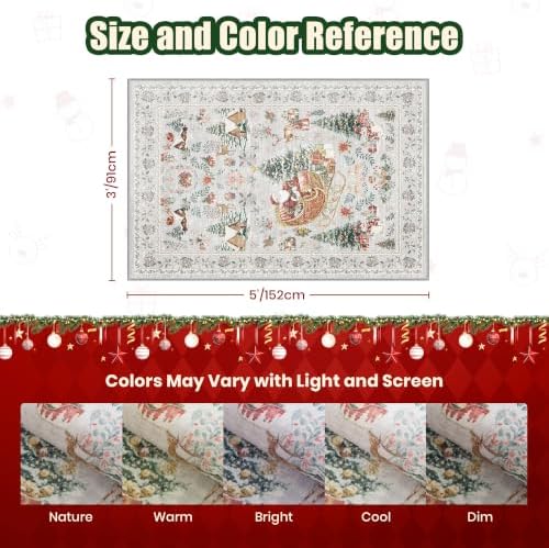 zesthome 3x5 Christmas Kitchen Rugs for Living Room, Grey Washable Area Rug