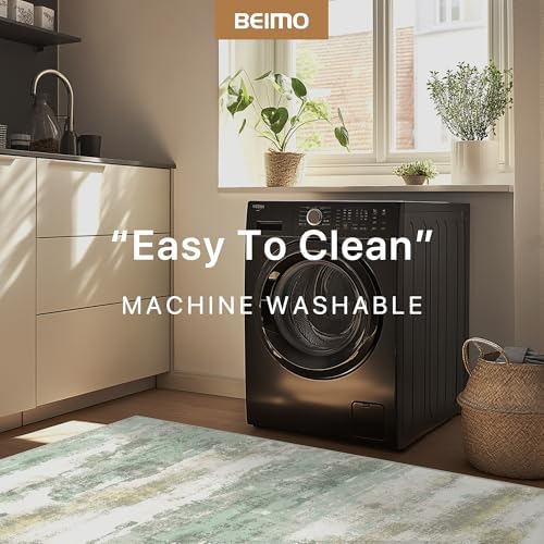 BEIMO 3x8 Green Abstract Runner Rug, Washable Non-Slip for Hallway
