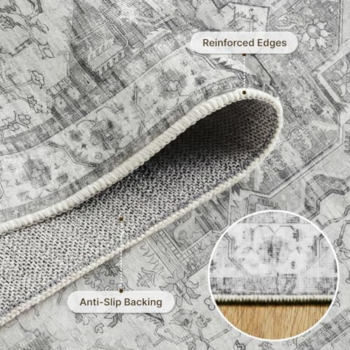 5x7 Area Rug for Living Room Vintage Neutral Washable Rugs