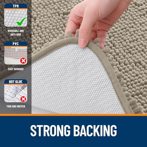 OLANLY Large Bathroom Rugs 70x46, Extra Soft Absorbent Chenille Bath Rugs