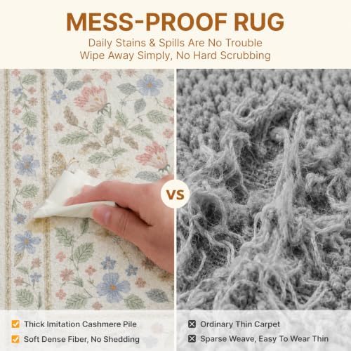6x9 Washable Area Rug Vintage Soft Non Slip Living Room Bedroom
