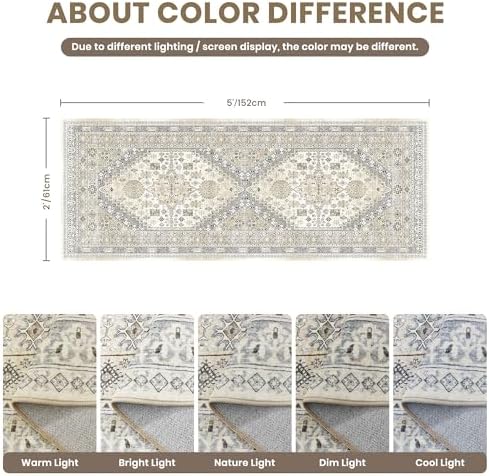 zesthome 2x5 Rug Runners for Hallways Non Slip,Kitchen Rugs,Beige
