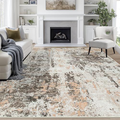 9x12 Area Rugs for Living Room Washable Bedroom Dining Room Brown Beige