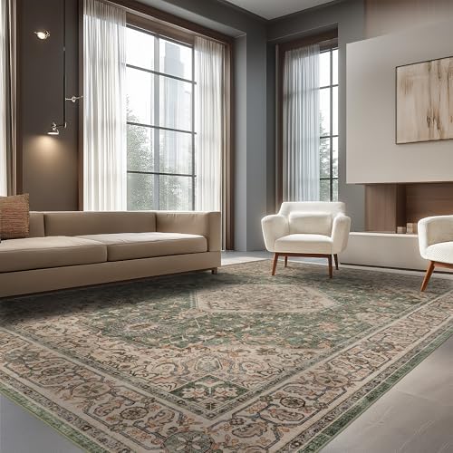 Ruaruarug Washable Area Rug 8×10 for Living Room, Ultra Soft, Celadon