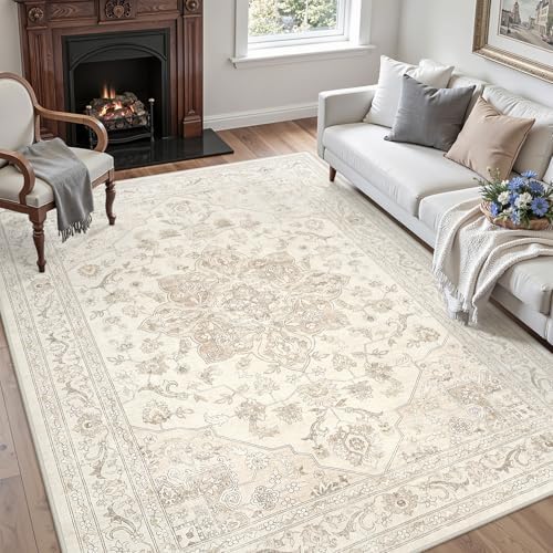 6x9 Area Rugs Living Room: Bedroom Washable Carpet Beige White