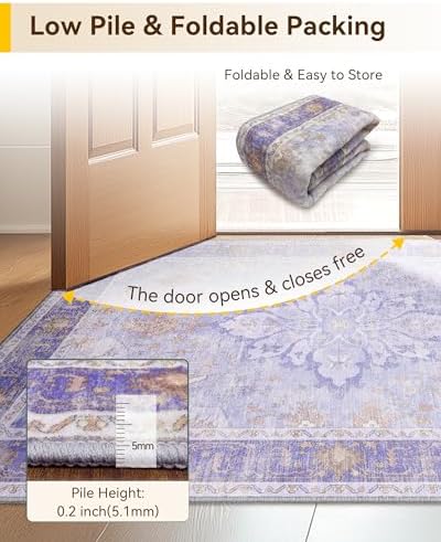 RELEANY Washable Area Rug, Runner 2'6"x5', Purple