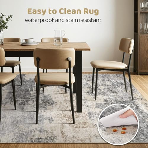 LOONGRUG 6x9 Area Rugs Washable Neutral Modern Living Room Rug Grey Brown