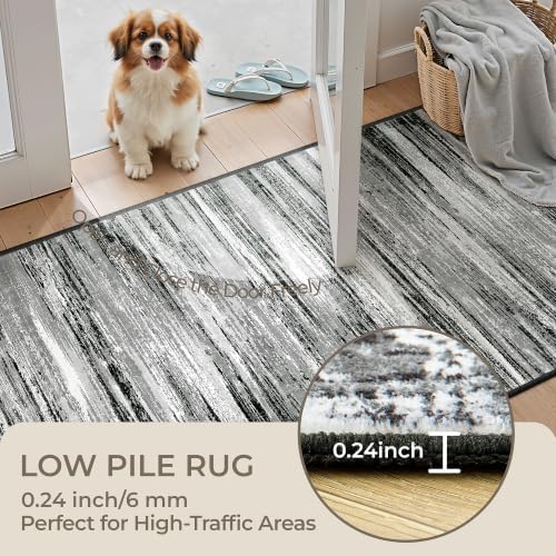 2x6 Runner Rug Non Slip,Washable Hallway Runner Rug,Black