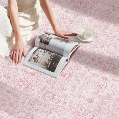 Rugxara Pink Rug 6x9 Area Rugs Washable Rug for Living Room Girls Bedroom