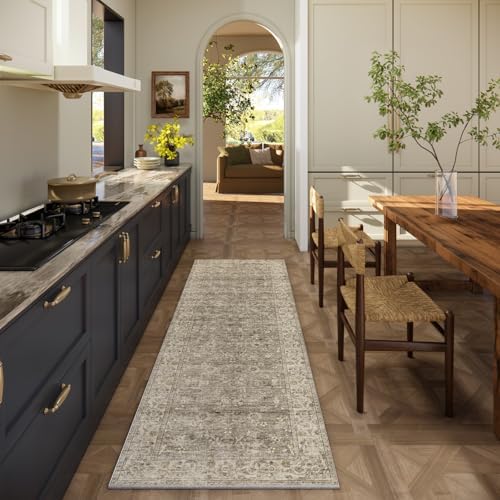 Washable Kitchen Rug Runners for Hallways: 2'6"x8' Bedroom Runner Rug Non Slip Low-Pile Stain Resistant Soft Indoor Floor Carpet Runner for Indoor Entryway Hallways Kitchen Laundry Room Farmhouse