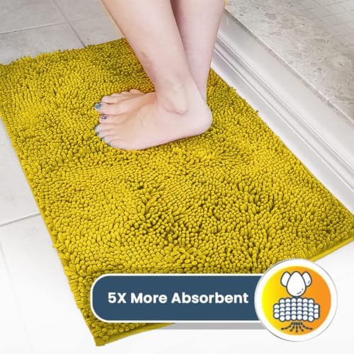 Muddy Mat® | Super Water Absorbent Door Mat Indoor, Microfiber Quick Dry Chenille Entryway Rug,Slip Resistant Front Door Mat,Indoor Mats for Entryway,Machine Washable Pet Rug, Lemon Yellow 3ft x 8ft