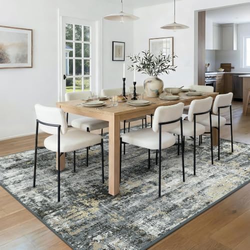 RELEANY Washable 5'x7' Abstract Area Rug for Living Room Black Gray Beige