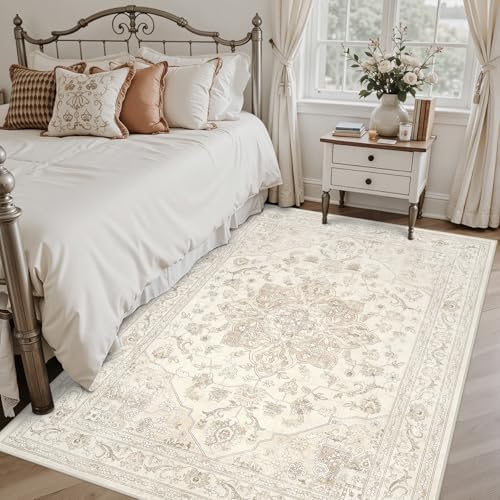 6x9 Area Rugs Living Room: Bedroom Washable Carpet Beige White