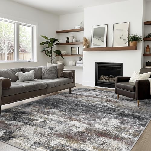 BEIMO 6x9 Area Rugs for Bedroom, Dark Grey Washable Abstract Non Slip Rug