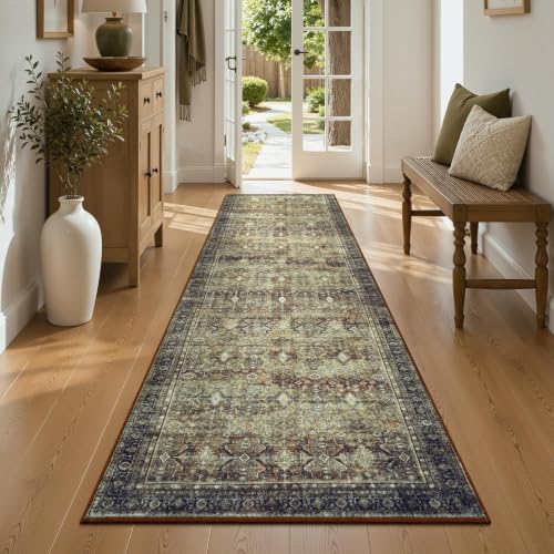 2x6 Area Rugs for Hallways, Brown Washable Non-Slip Kitchen Runner Rug